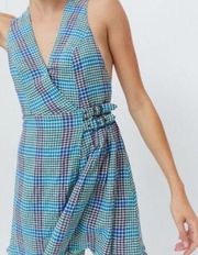 Urban Outfitters NWT UO Chandler Linen Buckle Wrap plaid Dress size L