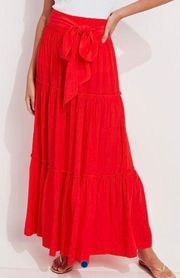 NWT  Red Boho Tiered Maxi Skirt