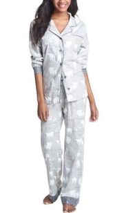 Munki Munki Flannel Polar Bear Artic Friends 2 Piece Pajama Set Size S