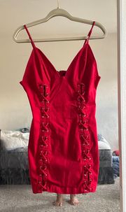 Forever 21 Cherry Red Mini Lace Up Dress