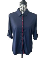 J McLaughlin Catalina cloth women’s shirt tip snap button blue large