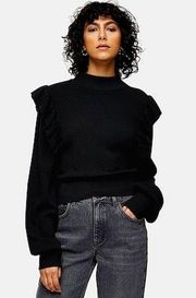 Topshop Black Ruffle Sweater