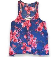 Floral Open Back Ruffle Tank Top Size XL