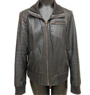 Black Rivet Black Leather Moto Jacket Size Large