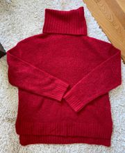 Cherry Red Turtleneck Sweater