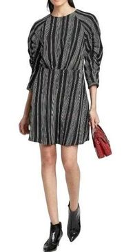 Who What Wear Womens Plus Size 3X Black White Striped 3/4 Puff Sleeve Dress