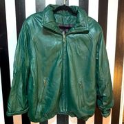 Vintage 1980s Hunter Green Slouchy Fit Women’s Leather Bomber Jacket M/L EUC