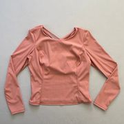 Sweaty Betty Top Womens 10 Pink Long Sleeve Ribbed Shelf Bra Ballet Yoga Dance
