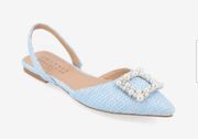 Woman’s Journee Collection Hannae Flat Baby Blue With Pearl  square Size 9.5