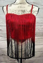 Rare London medium red short tank shirt with tassels - 2475