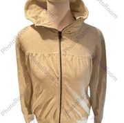 . Heather Oatmeal Color Zip Front Women’s Long Sleeve Hoodie Medium