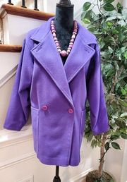 Vintage Fitz Solid Purple Long Sleeve Double Breasted Buttons Front Long Coat