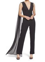 Dress the Population Robbie Drape Jumpsuit Black Small New