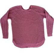 | Mauve Crew Neck Cable Knit Sleeve Sweater | Large