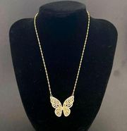 Rachel Zoe Gold over Sterling silver Butterfly CZ Statement Necklace wedding par