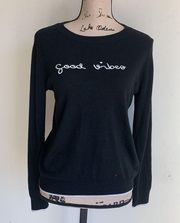 Rachel Zoe Good Vibes Black and White Crewneck Sweater