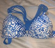 Blue & White Padded Bikini Top | Size M