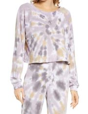 New Oli VIV Parker Tie Dye Crop Sweatshirt In Mauve Batik XS