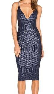 Nookie Revolve Starstruck Navy Sequin Dress 