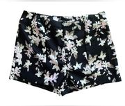 INA Black & Pink Floral Side Zip Shorts