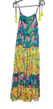 Gibson & Latimer Ibiza Tiered Maxi Dress Swim Cover-Up Size Medium