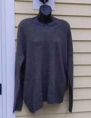 FAT FACE Sparkly Gray V-Neck Sweater Wool Blend 14 FatFace