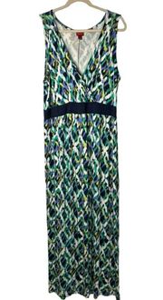 Merona Ladies Long Maxi, Sleeveless, V Neck Multicolored Summer Dress Size 1