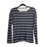 Buckle Gray & White Striped Open Twist Back Thermal Top