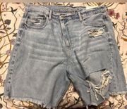 American Eagle  AE Low-Rise Jean Skater Short Size 18 Distressed Denim New $60