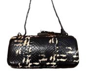 RACHEL ZOE MARGAUX SNAKE LEATHER MINAUDIERE CLUTCH CHAIN PURSE