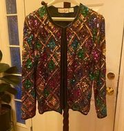 VINTAGE 70’S/80’S LAURENCE KAZAR SEQUIN AND BEADED BLAZER SIZE PM.  CAN FIT A L