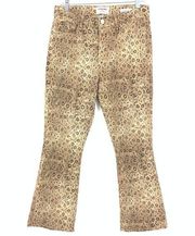 Frame Denim Jeans Women's Size 29 Le Crop Mini Boot Snakeskin Print Tan Brown