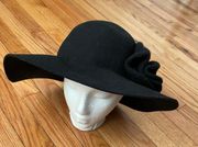 NWOT  Wool hat floral Fedora 3D boho black winter round