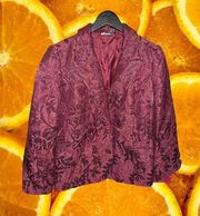 Dialogue Maroon Floral‎ Embossed 1 Button Blazer Size 4