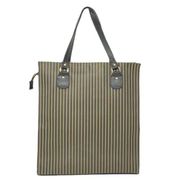 Ladies Large Tote Bag Purse ~ Khaki Green Tan & Black Stripe ~ Shopping HandBag