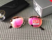 NEW Ray-Ban Hexagonal Flat Pink Mirror Sunglasses 