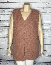 Southern Stitch NWT Size 2XL/3XL Dusty Pink Clasp Front Faux Fur Vest Jacket