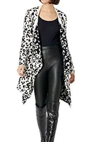 Like New  Women's Phoebe Wrap Cardigan Snow Leopard White and Black Medium