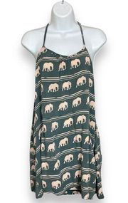 Ava Sky Mini Dress Elephant Print Preloved Striped Women Size XXS Gray Beachy