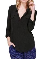 Babaton silk front womens small black shirt blouse cute artizia casual sheer