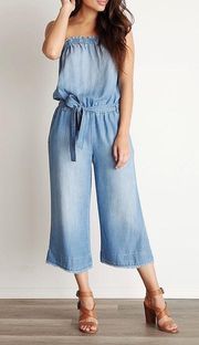 Bella Dahl Strapless Frayed Jumpsuit Ombre Wash