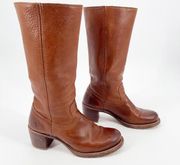 Frye Camel Leather Sabrina Campus Round Toe Pull On Riding Boot Women's size 9