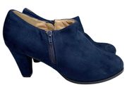 new Journee Collection ᪥ Sanzi Zipper Ankle Booties ᪥ Navy Vegan Suede Size 8.5M