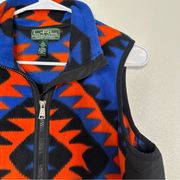 Ralph Lauren Lauren  Aztec Bright Colored Fleece Zip Up Vest Large