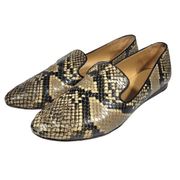 Veronica Beard Leather Snake Print Loafers in Neutral