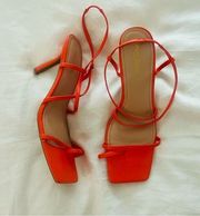 NWOT Anne Michelle square toe orange strapped heeled sandals/ heels!