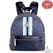 Jaden Plus Signature Monogram Backpack Navy/White Women's Bag