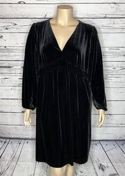 Lane Bryant Size 26/28 Black Velvet V-Neckline Empire Waist Fit & Flare Dress