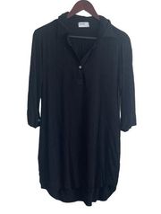 Allen Allen Women Dress 3/4 Sleeve Short Length Casual  M Black Minimalistic