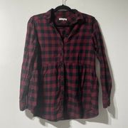 Beach Lunch Lounge Red Black Peplum Flannel Size XS